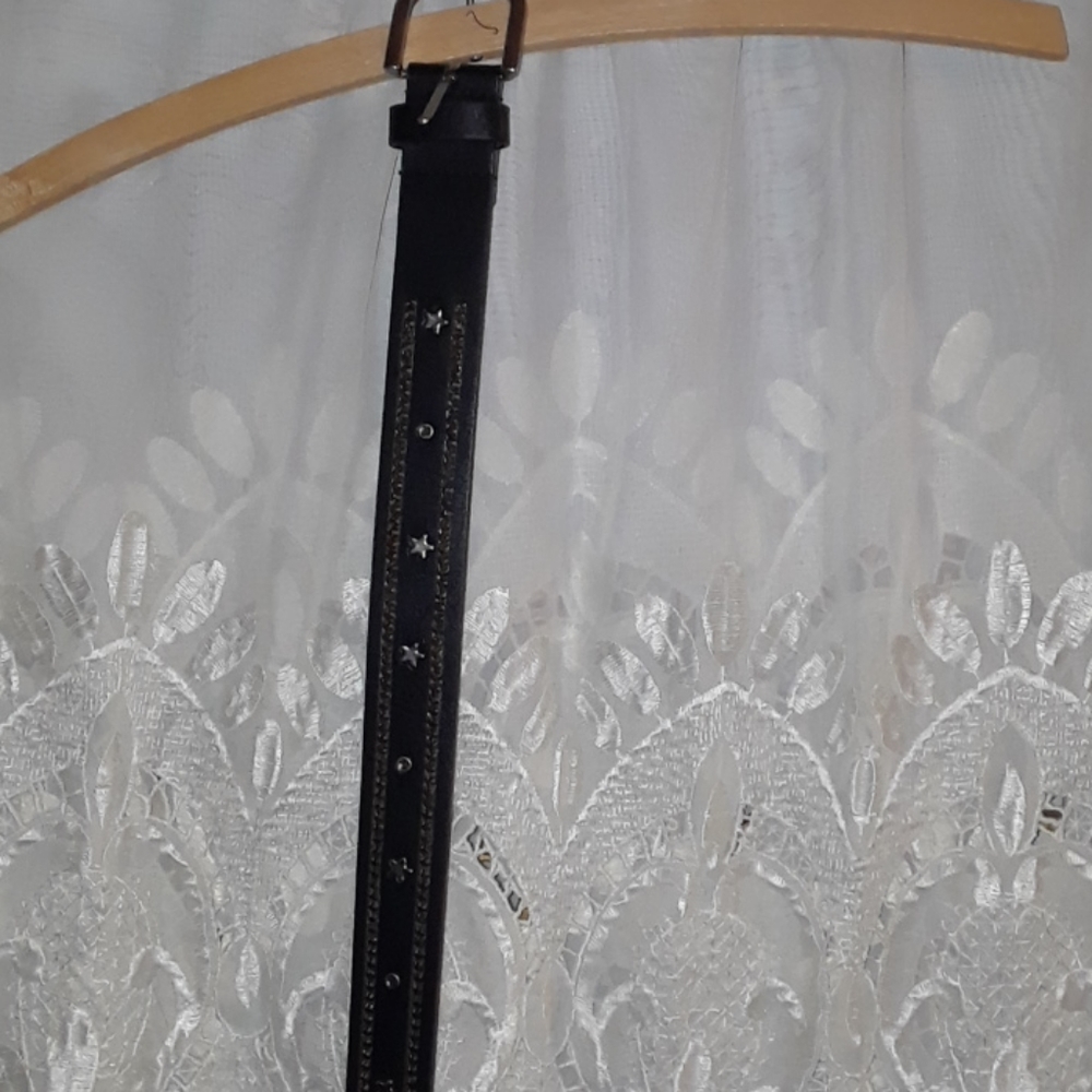Women's black studded belt w/crystals